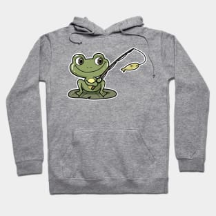 Frog at Fishing with Fishing rod Hoodie